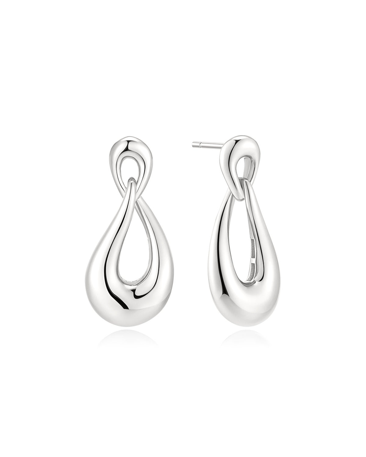 Ania Haie Silver Interlocked Wave Stud Hoop Earrings E077-06H E077-06H front packshot