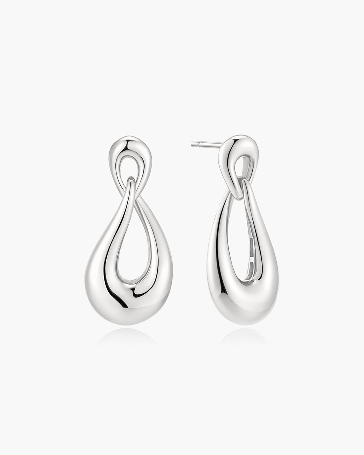 Ania Haie Silver Interlocked Wave Stud Hoop Earrings E077-06H E077-06H front packshot