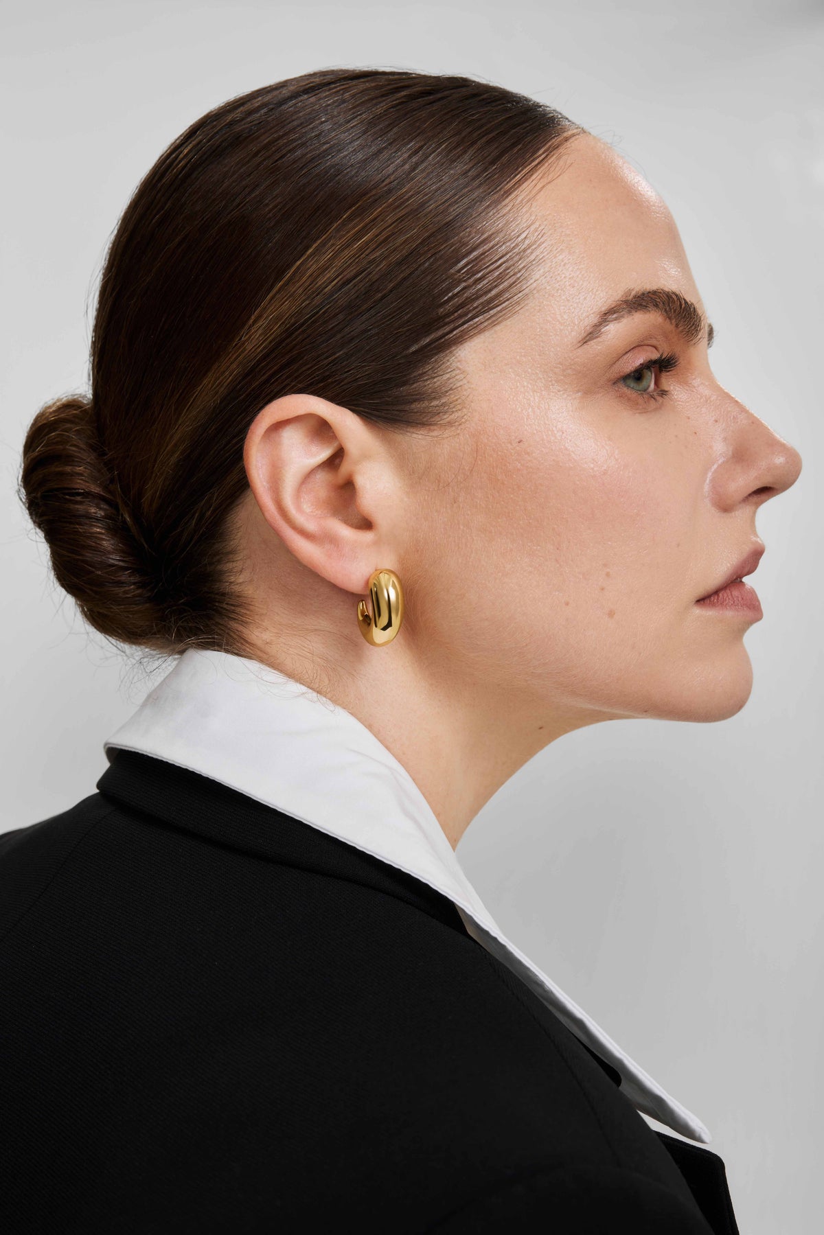Ania Haie Gold Large Dome Stud Hoop Earrings E078-07G E078-07G view 2