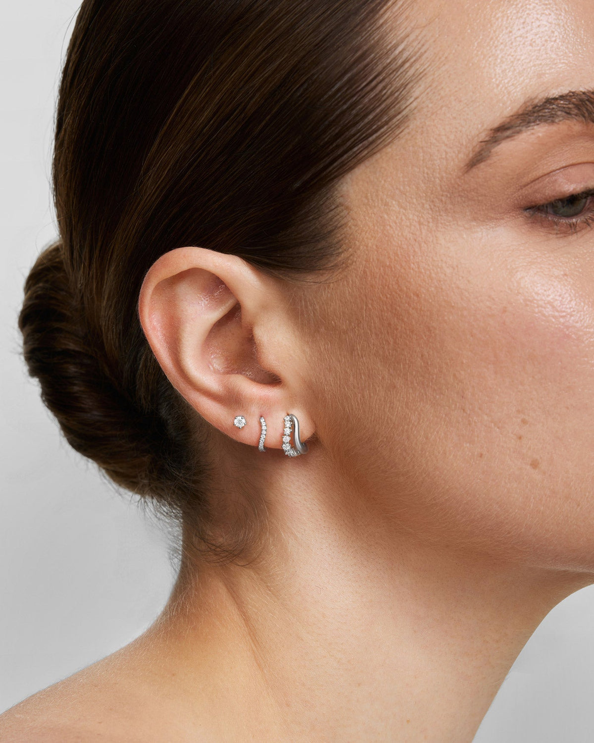 Ania Haie Silver Duet Wave Huggie Hoop Earrings