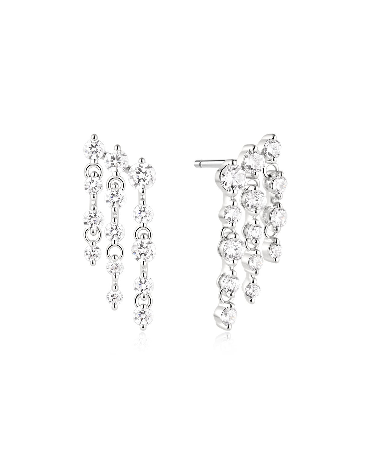 Ania Haie Silver Triple Fringe Stud Earrings