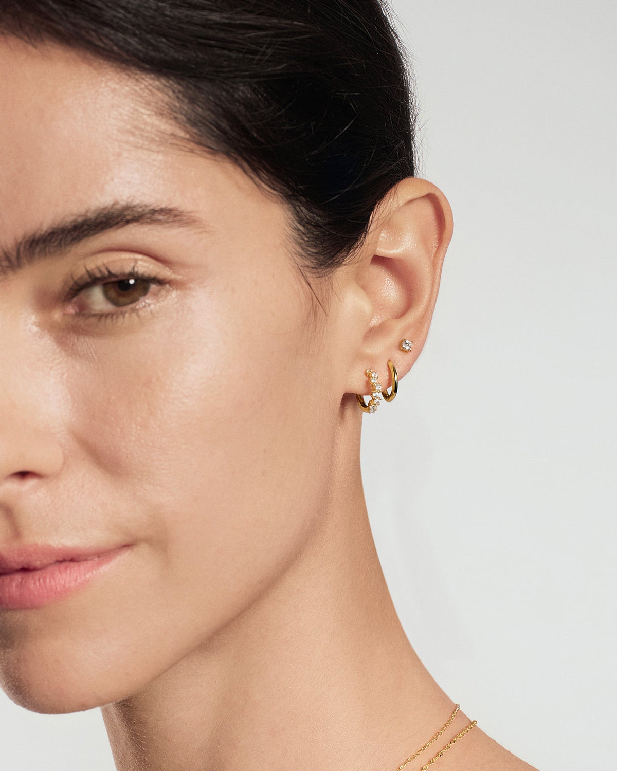 Ania Haie Gold Zig-Zag Pave Huggie Hoop Earrings