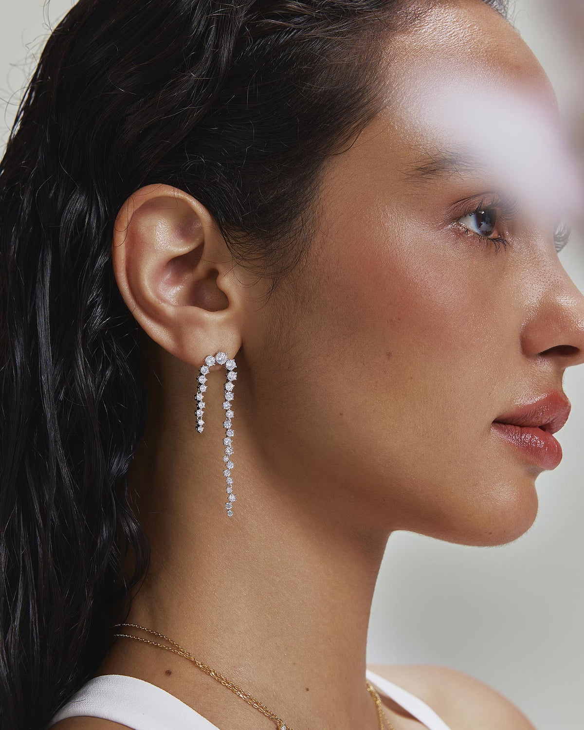Ania Haie Silver Sparkling Zig-Zag Drop Stud Earrings