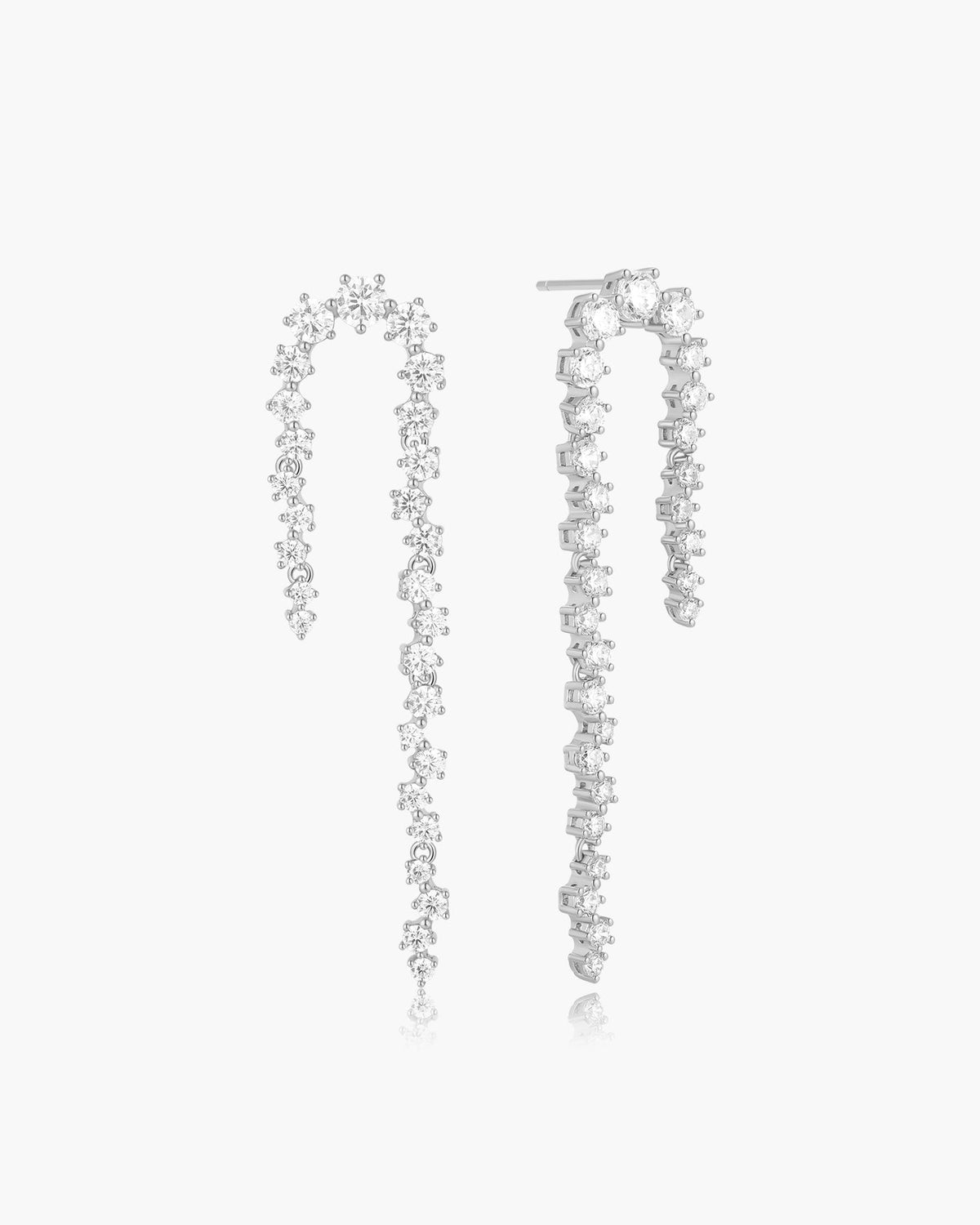 Ania Haie Silver Sparkling Zig-Zag Drop Stud Earrings