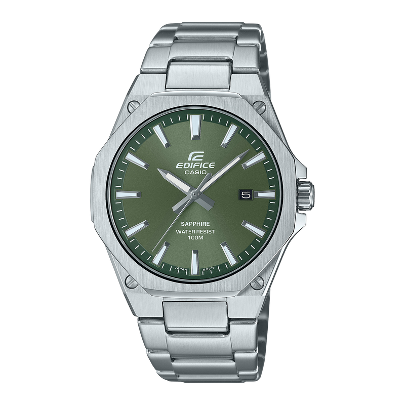 Casio Edifice 3-Hand Analog Green Dial Stainless Steel Watch EFRS108D-3A