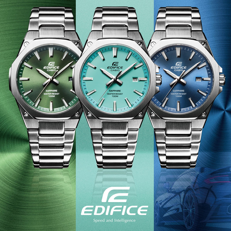 Casio Edifice 3-Hand Analog Green Dial Stainless Steel Watch EFRS108D-3A