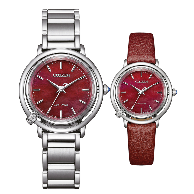 Citizen Eco-Drive Stainless Steel Red Dial Watch EM1090-78X