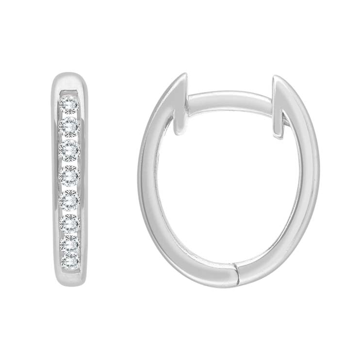 0.15ct Diamond Huggie Earrings in 9K White Gold