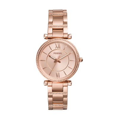 Rose Gold Fossil Carlie Three-Hand Stainless Steel Watch