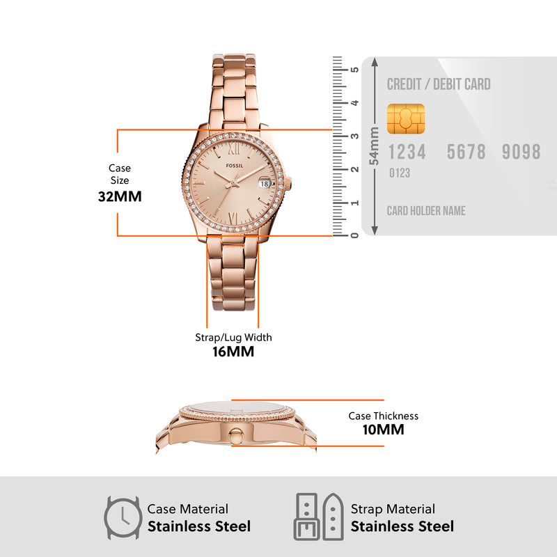 Rose Gold-Tone Fossil Scarlette Mini Stainless Steel Watch ES4318