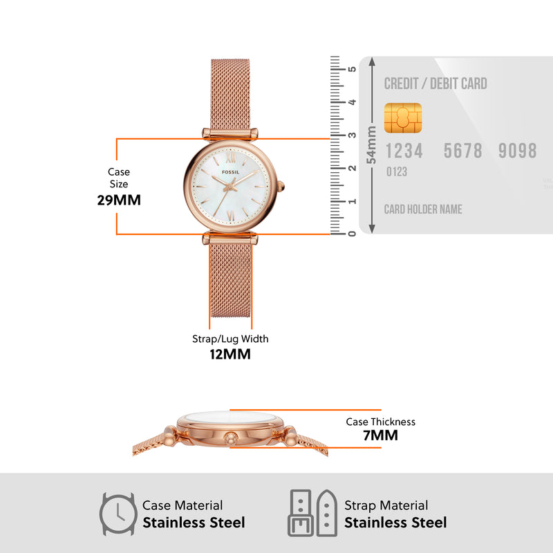 Rose Gold-Tone Fossil Carlie Stainless Steel Watch ES4433