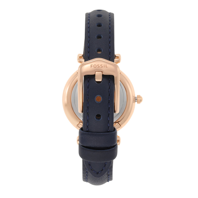 Fossil Carlie Mini Navy Leather Strap Watch ES4502