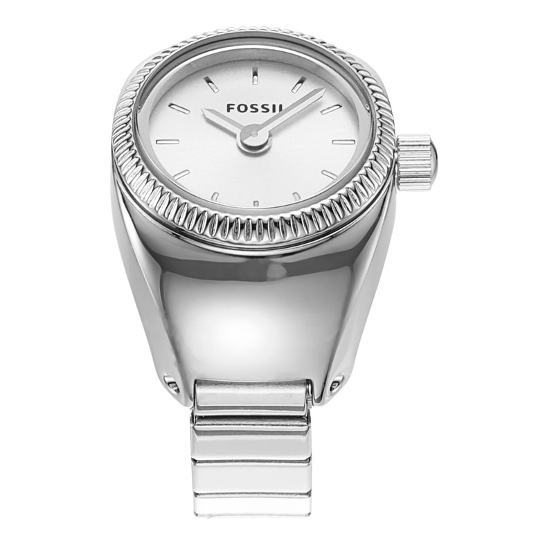 Fossil Exquisite Silver Ring Watch ES5245 with Two-Hand Movement