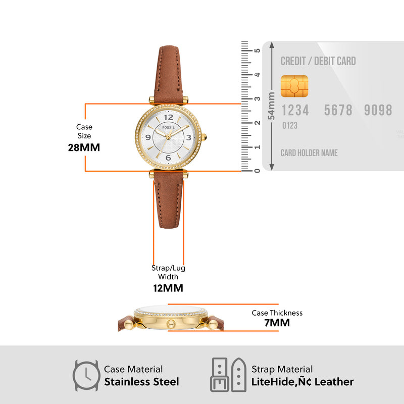 Timeless Carlie Brown Leather Watch by Fossil - ES5297