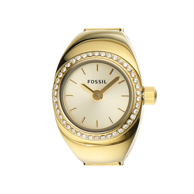 Fossil Gold Crystal-Adorned Two-Hand Movement Ring Watch ES5319