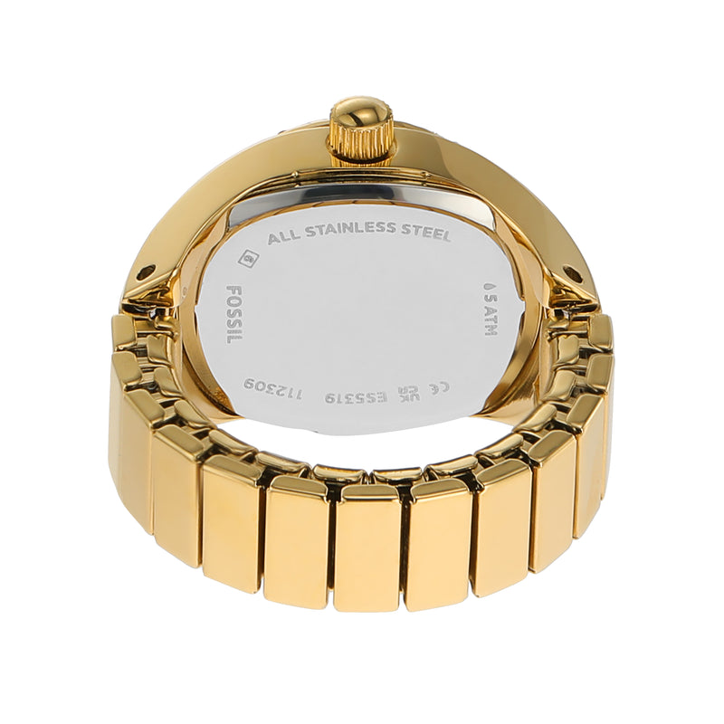 Fossil Gold Crystal-Adorned Two-Hand Movement Ring Watch ES5319