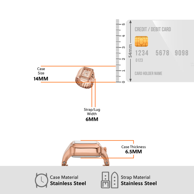 Fossil Raquel Elegance in Rose Gold - Stainless Steel Two-Hand Watch Ring ES5345