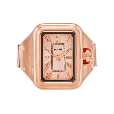 Fossil Raquel Elegance in Rose Gold - Stainless Steel Two-Hand Watch Ring ES5345