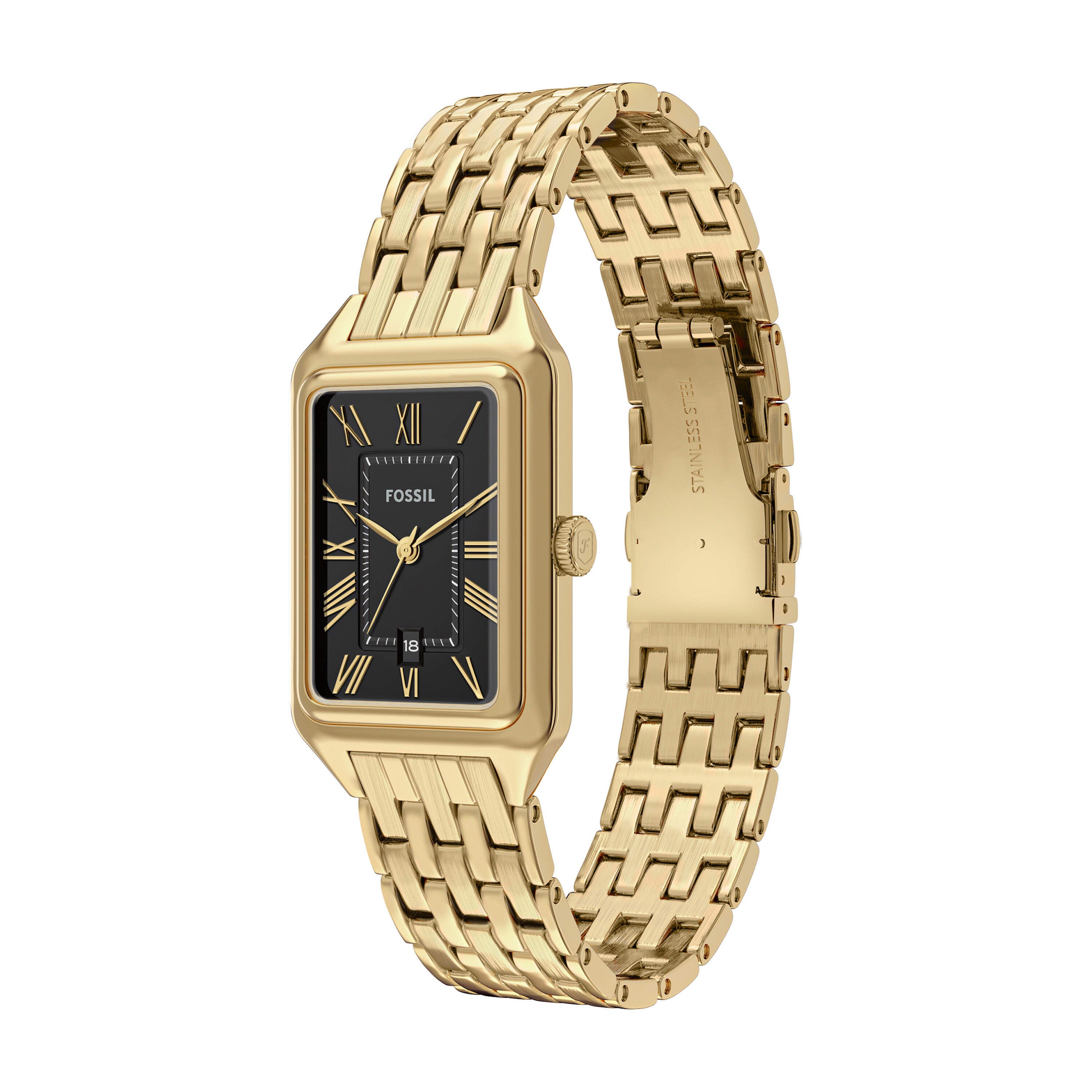 Fossil Raquel Black Dial Gold Stainless Steel Watch ES5434