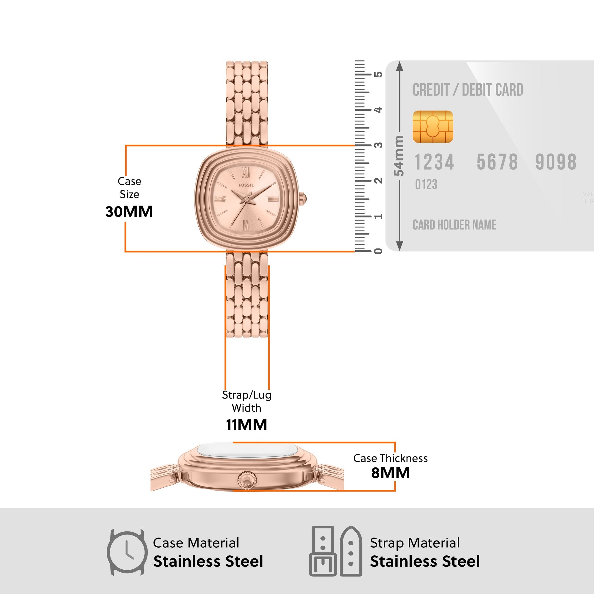 Fossil women's watch, rose gold dial (view 8)