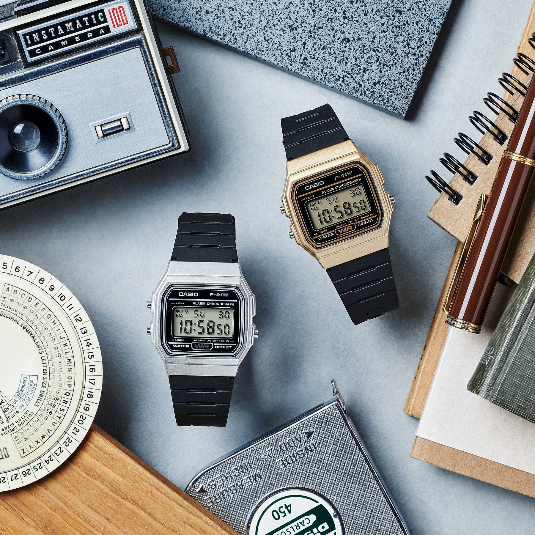 Casio Classic Gold and Black Resin Band Digital Watch F91WM-9A