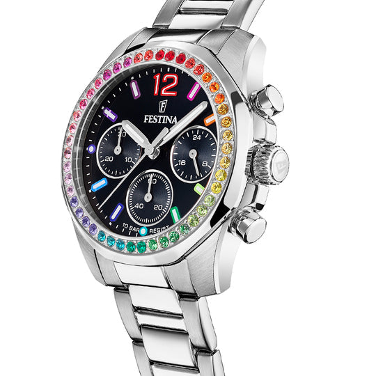 Elegant Festina Rainbow Women's Boyfriend Collection Black Watch F20606/3