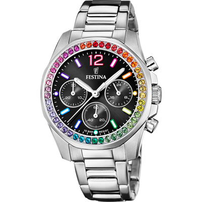 Elegant Festina Rainbow Women's Boyfriend Collection Black Watch F20606/3