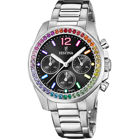 Elegant Festina Rainbow Women's Boyfriend Collection Black Watch F20606/3