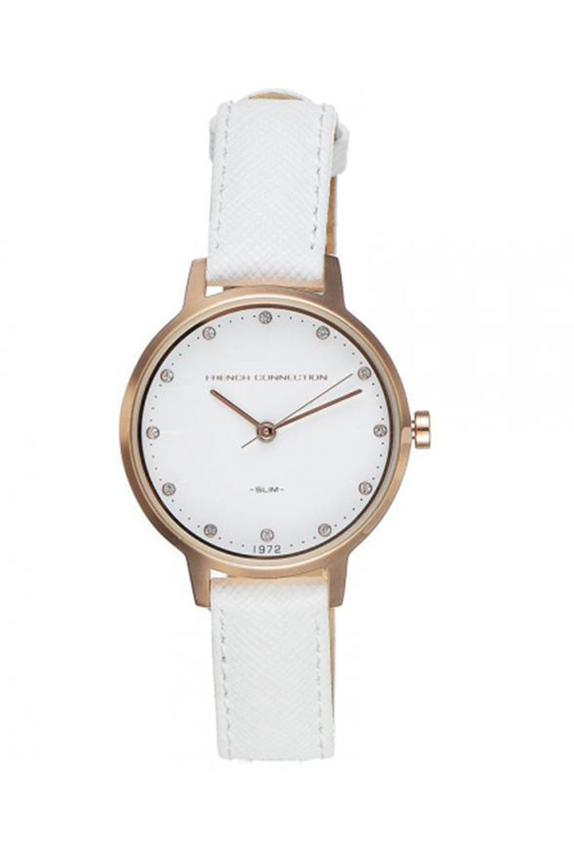 French Connection Mulberrt 30mm White Dial White Saffiano Leather Strap Watch