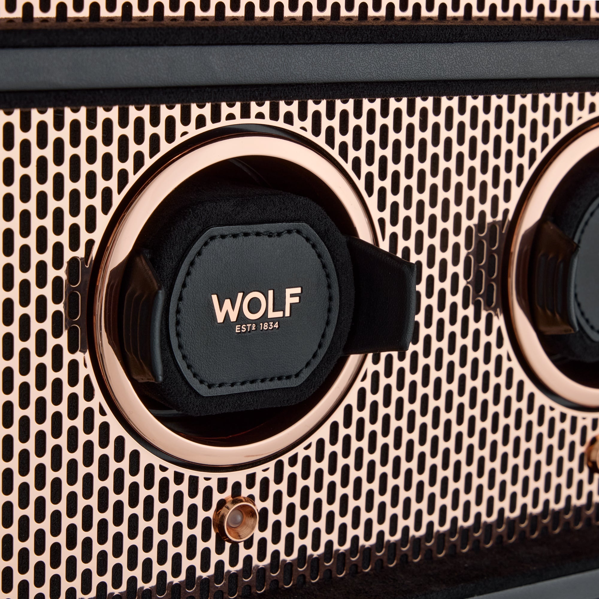 WOLF Axis 12 Piece Watch Winder Cabinet in Copper - side