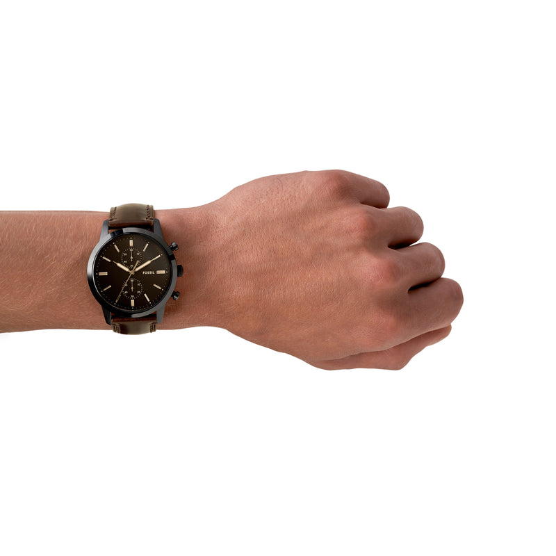 Fossil Townsman Chronograph with Brown Leather Strap Mens Watch FS5437
