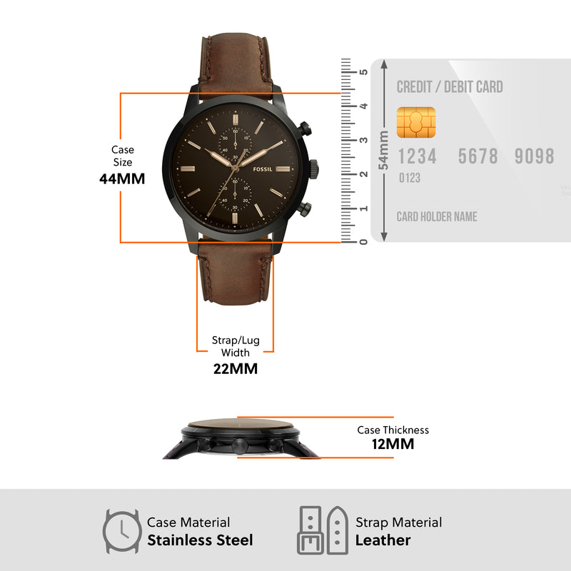 Fossil Townsman Chronograph with Brown Leather Strap Mens Watch FS5437