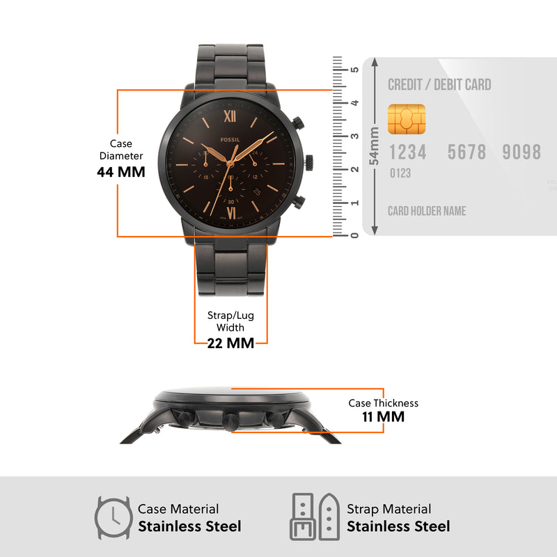 Fossil Neutra Black Stainless Steel Chronograph Men's Watch FS5525