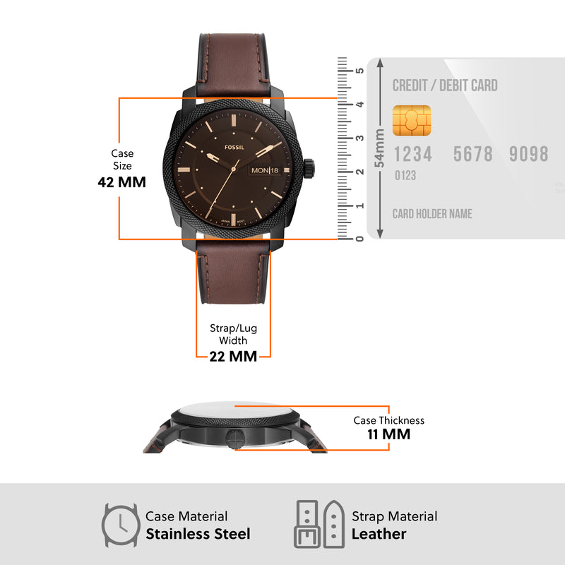 Timeless Elegance: Fossil Machine Brown Leather Date Watch FS5901