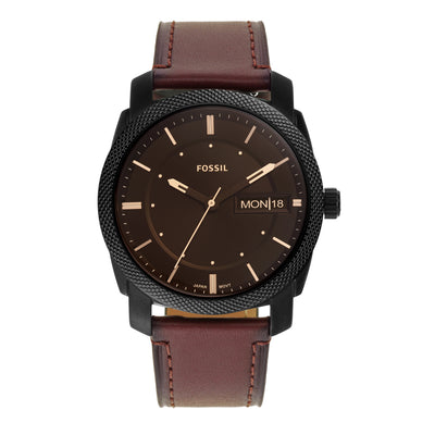 Timeless Elegance: Fossil Machine Brown Leather Date Watch FS5901