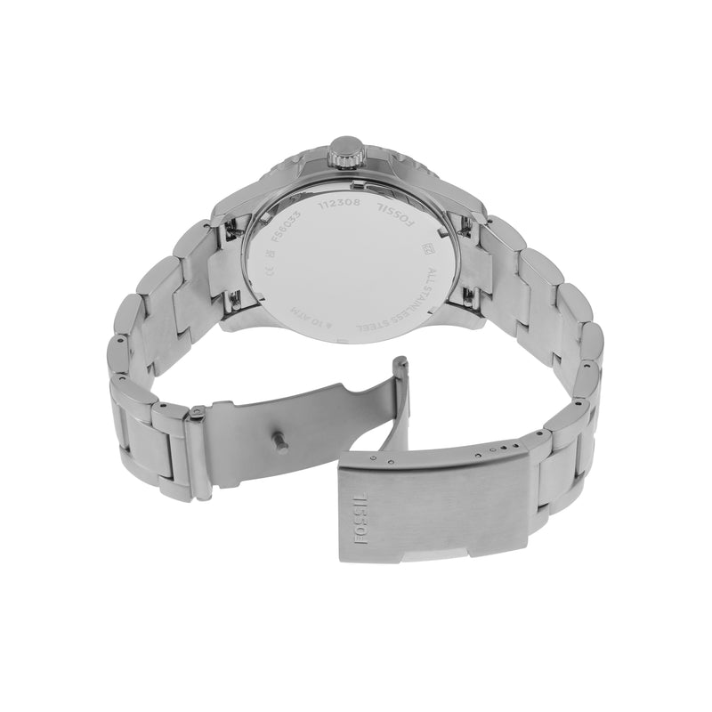 Fossil Silver Stainless Steel Green Dial Men's Watch FS6033