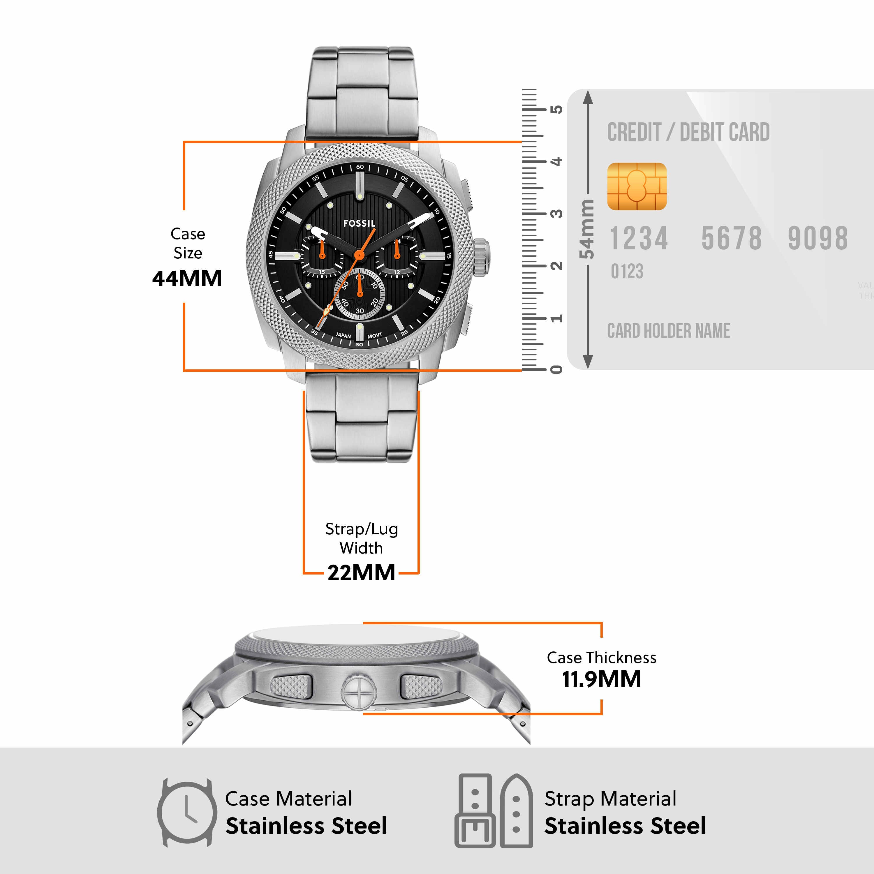 Fossil Machine Silver Stainless Steel Watch FS6095