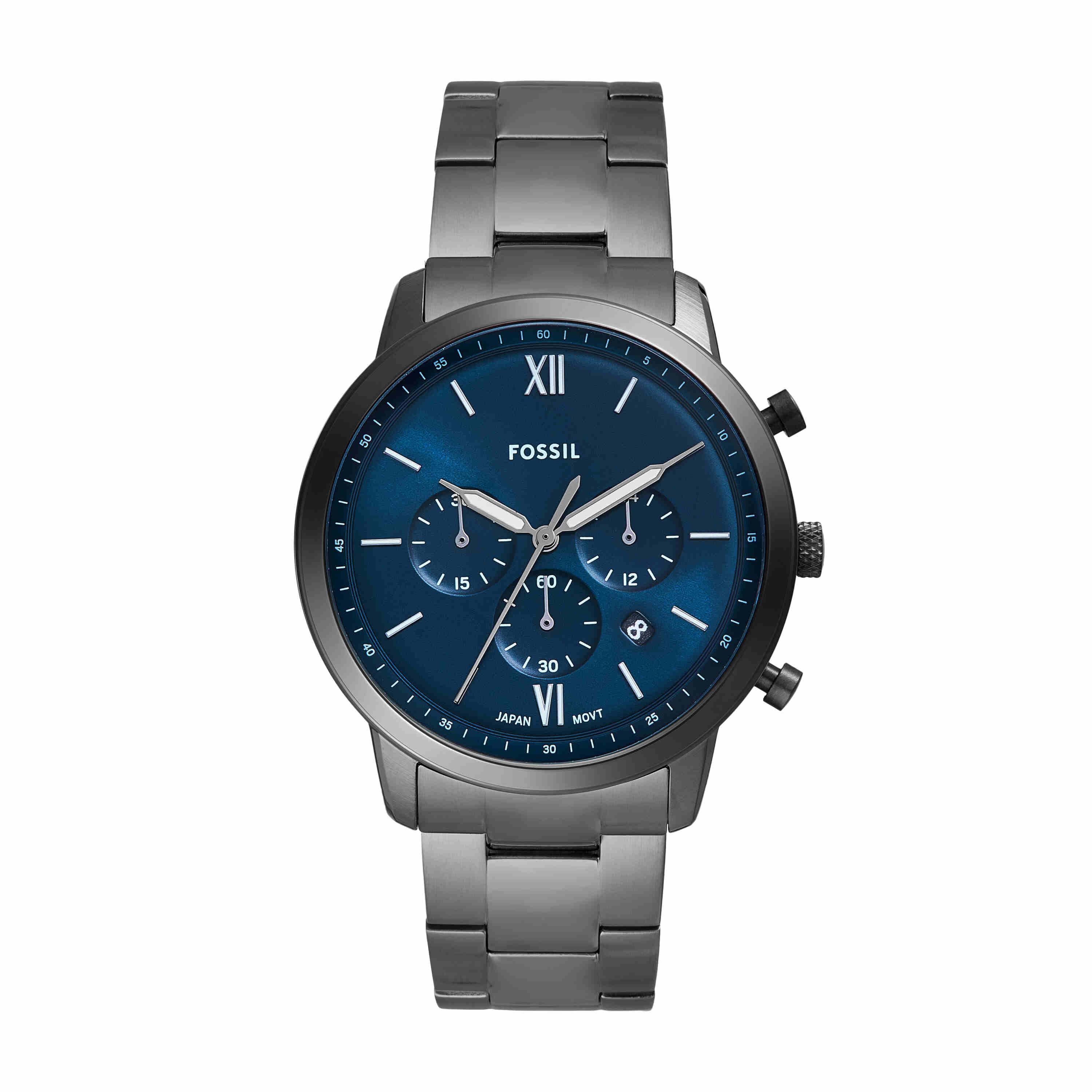 Fossil Neutra Chronograph Grey Stainless Steel Blue Dial Watch FS6111