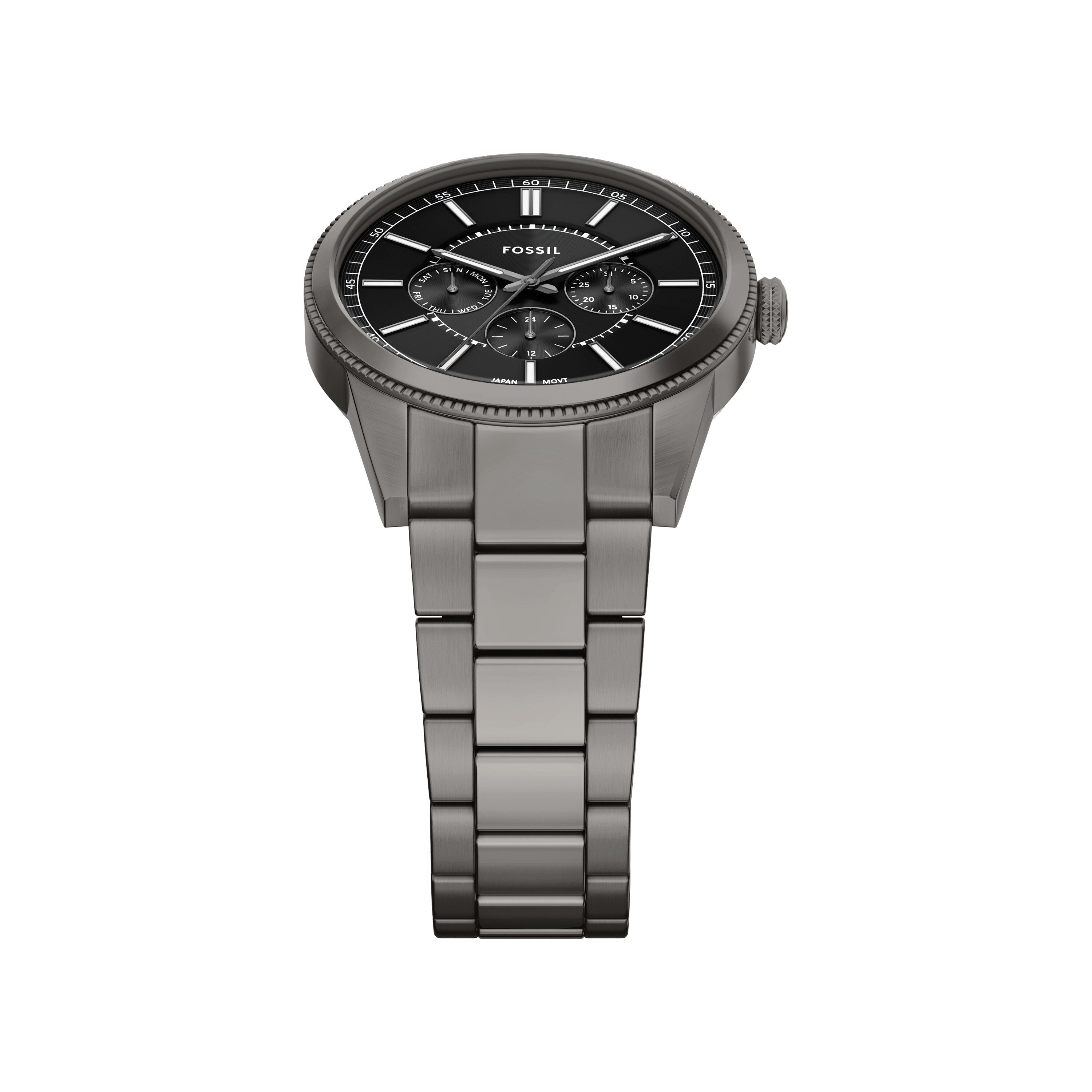 Fossil Pearson Multifunction Gunmetal Stainless Steel Black Dial Watch FS6136