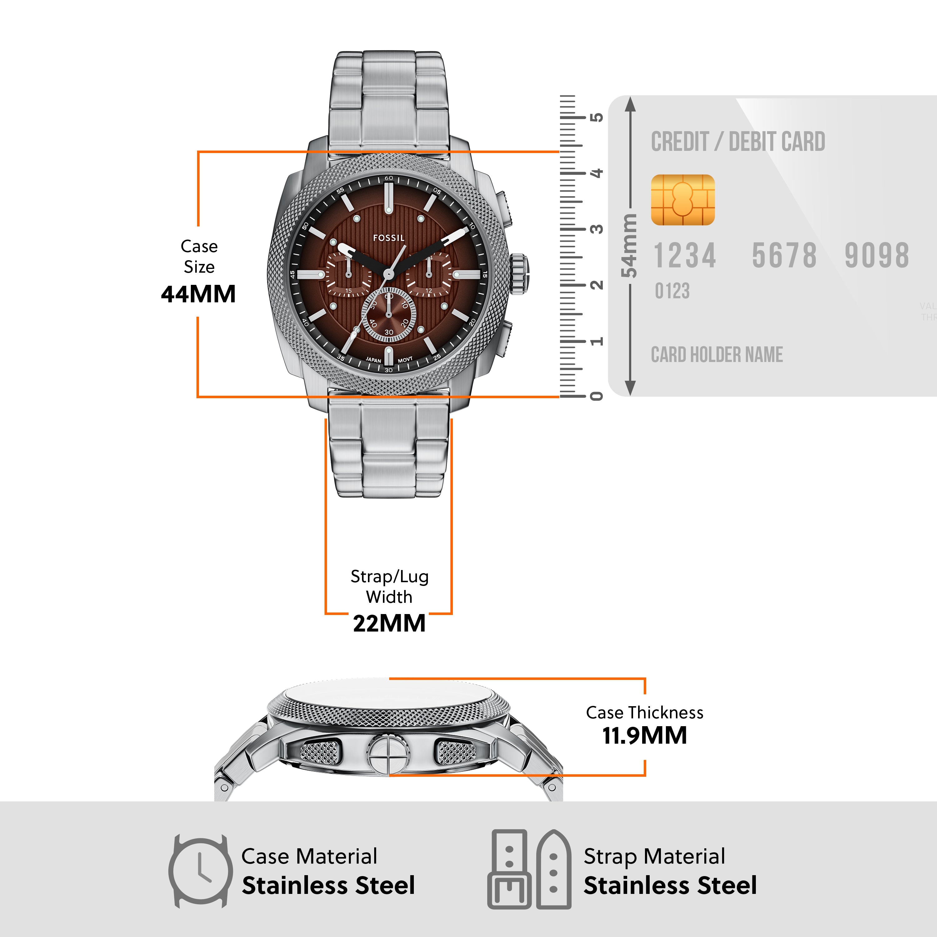 Fossil Machine Chronograph Stainless Steel Watch FS6144