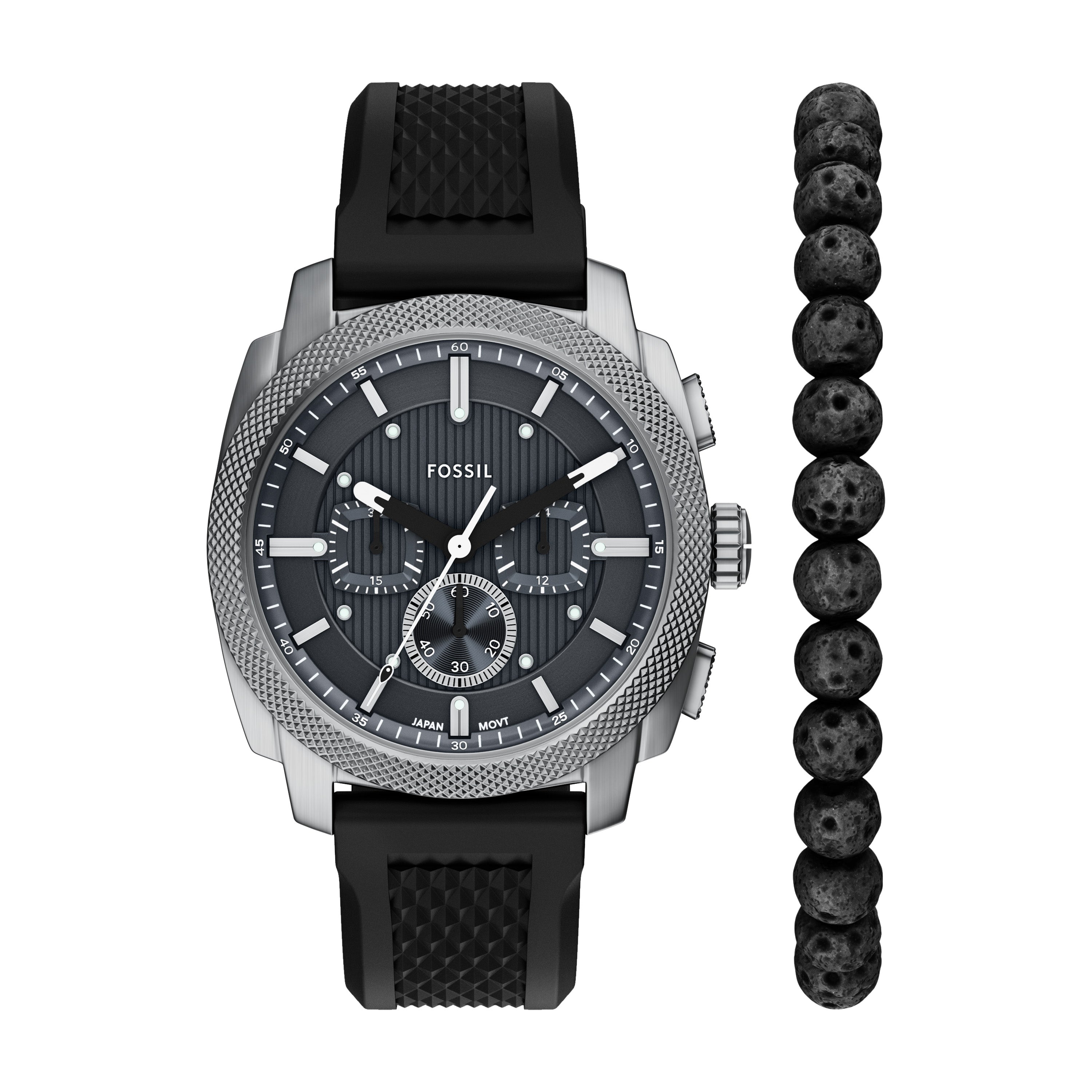 Fossil Machine Chronograph Black Silicone Watch FS6145SET