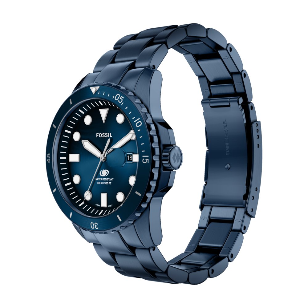 Fossil Blue Dive Three-Hand Navy Stainless Steel Men's Watch FS6166