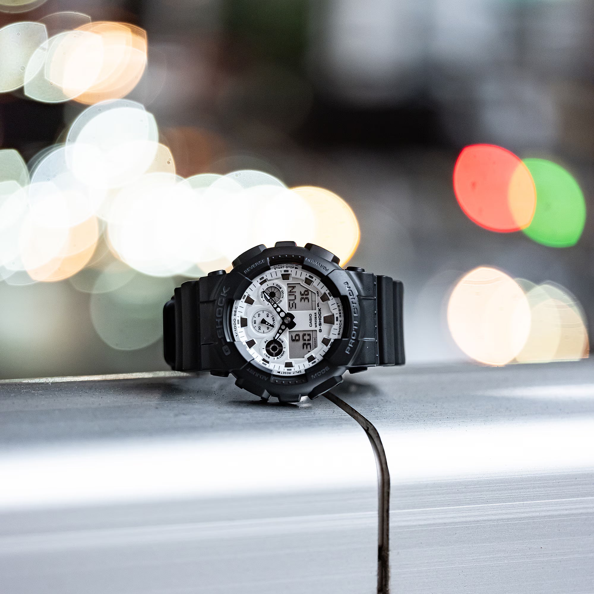 G-Shock Military Black Case and Band White Dial Men's Watch GA100WD-1A