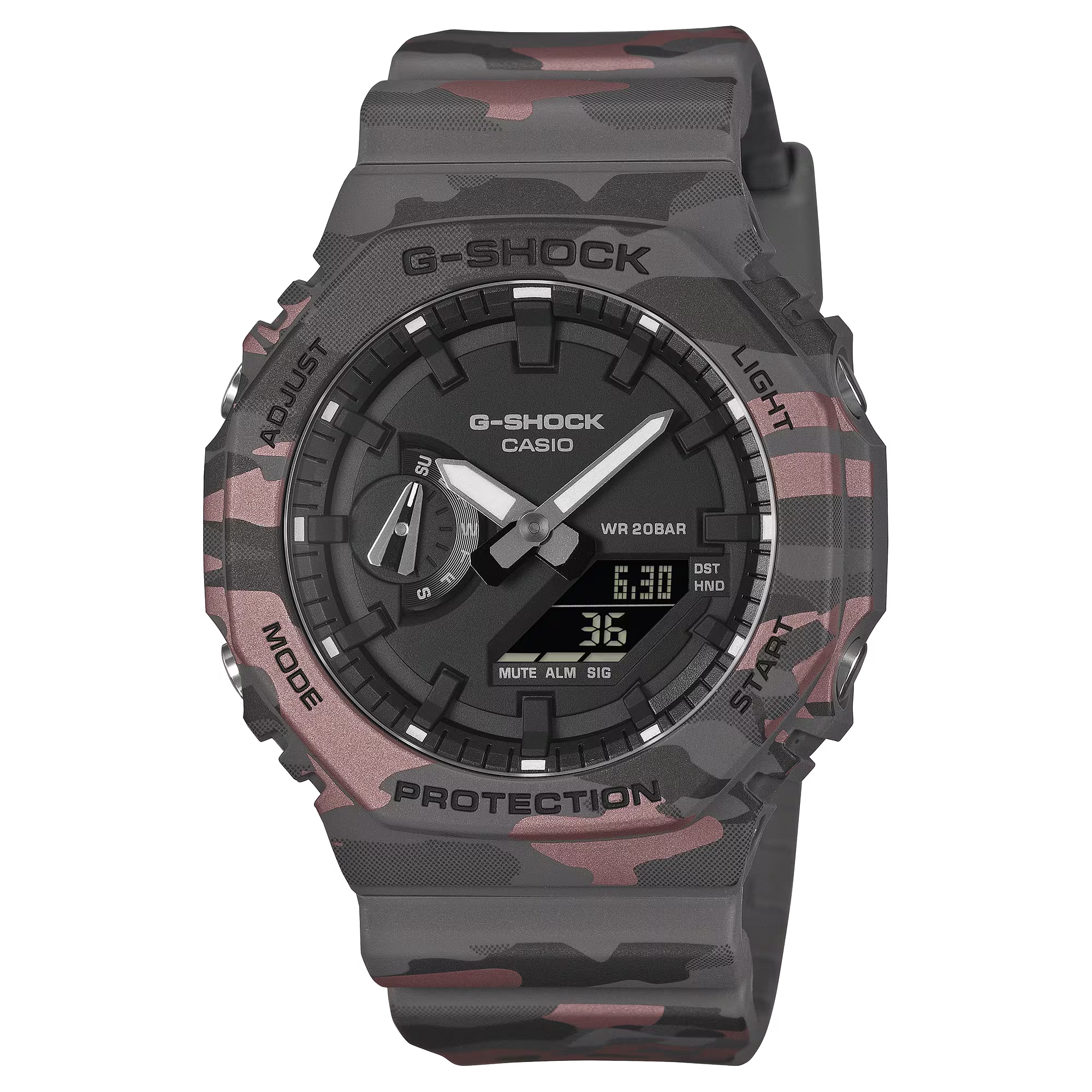 G-Shock Analog Digital Camouflage Resin Band and Black Dial Watch GA2100CM-8A