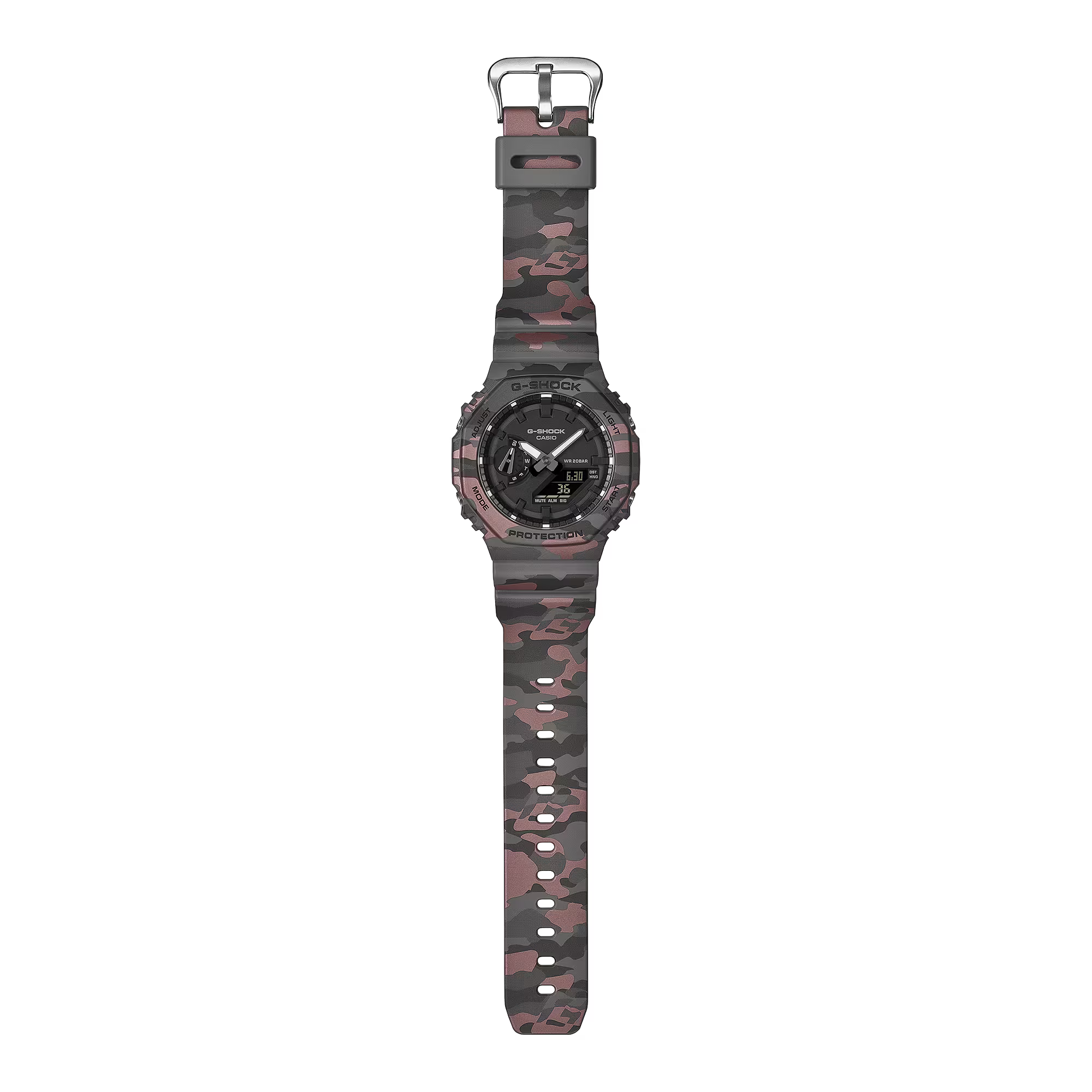 G-Shock Analog Digital Camouflage Resin Band and Black Dial Watch GA2100CM-8A
