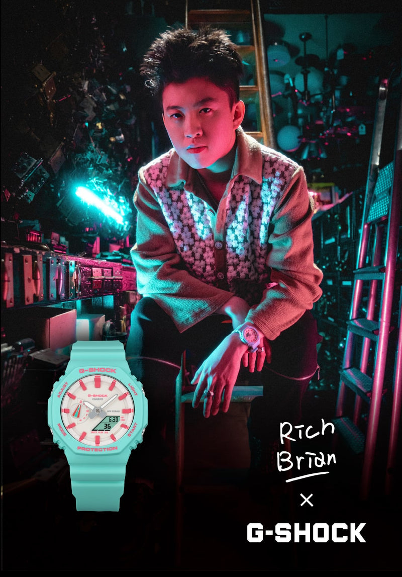 G-Shock Analog Digital DUO Rich Brian collaboration Blue Resin Band Watch GA2100RB-3A