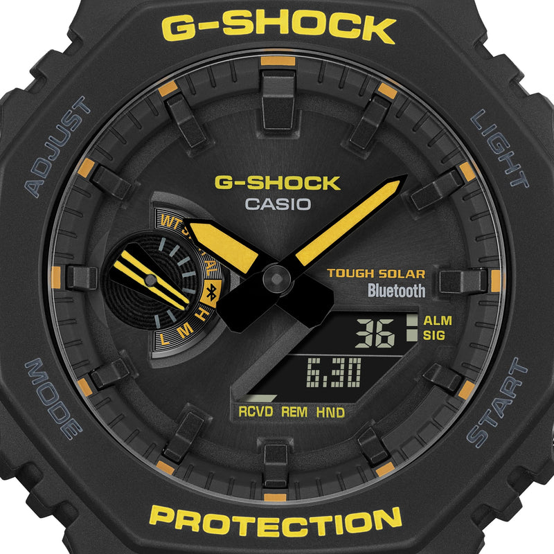 G-Shock Analog Digital DUO Caution Black Resin Band Watch GAB2100CY-1A