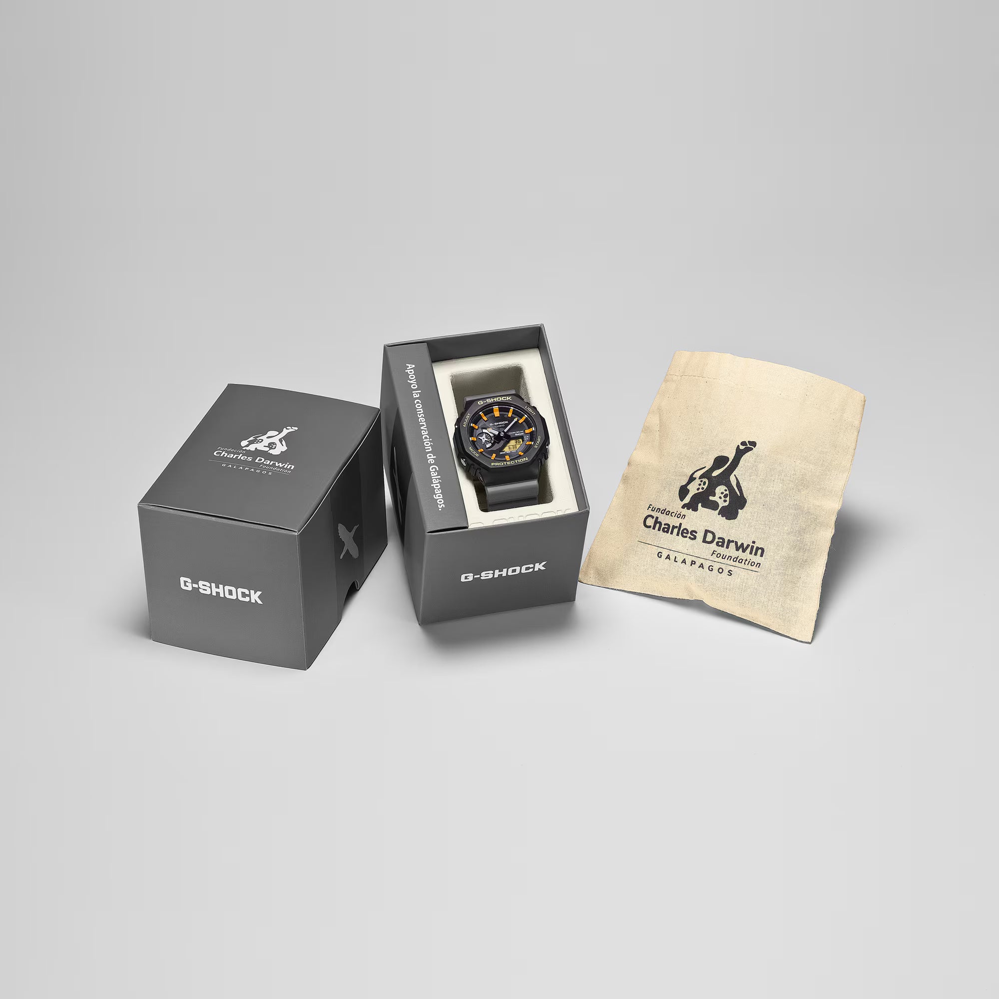 G-Shock Charles Darwin Foundation Black Band Yellow Watch GAB2100DF-1A