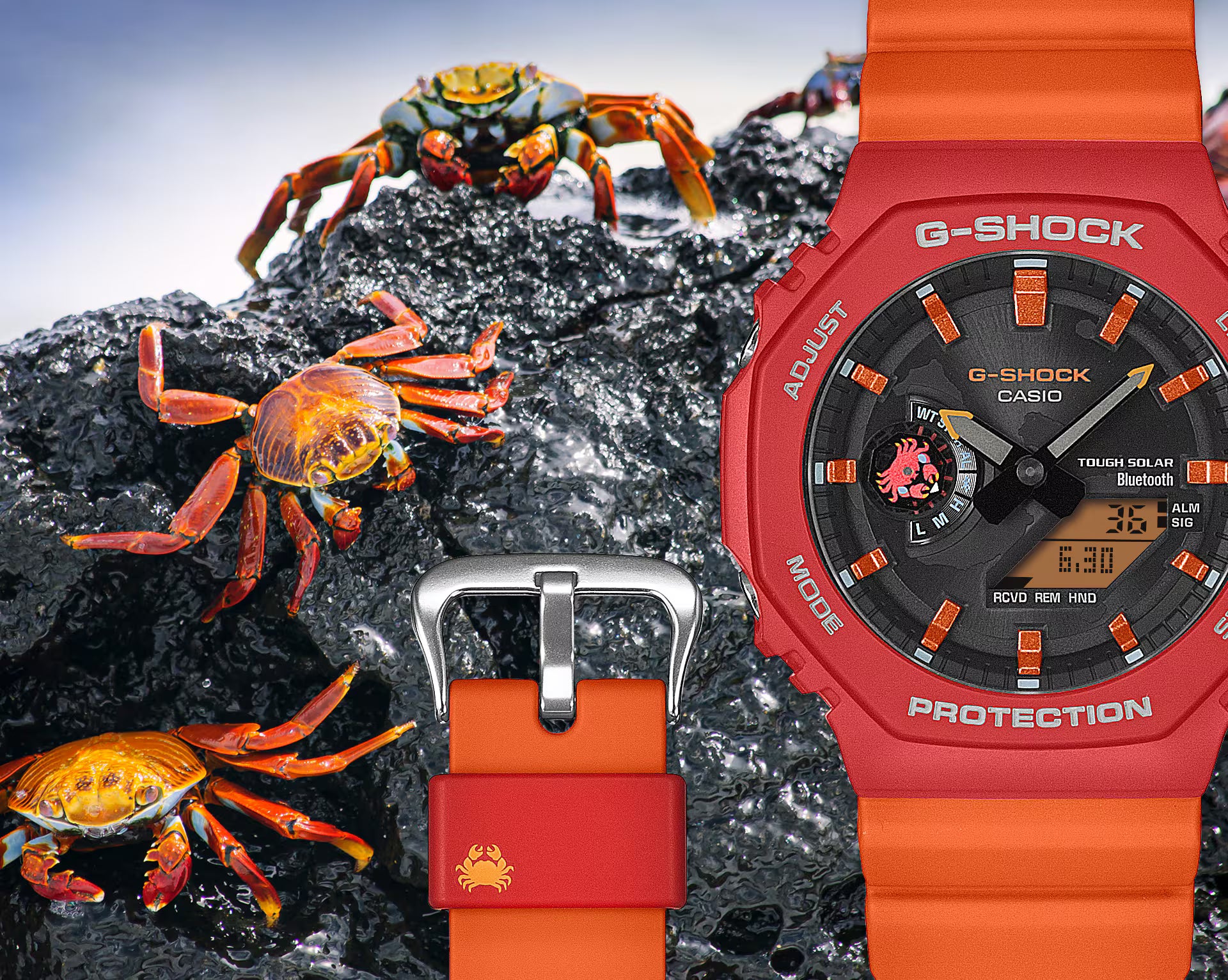 G-Shock Charles Darwin Foundation Red and Orange Watch GAB2100DF-4A