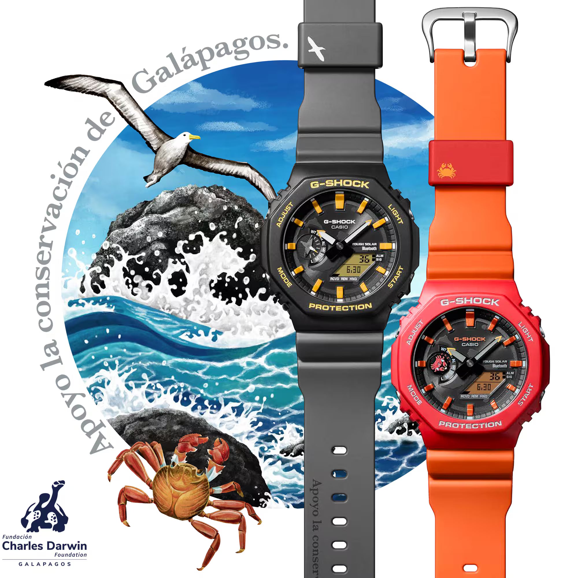 G-Shock Charles Darwin Foundation Red and Orange Watch GAB2100DF-4A